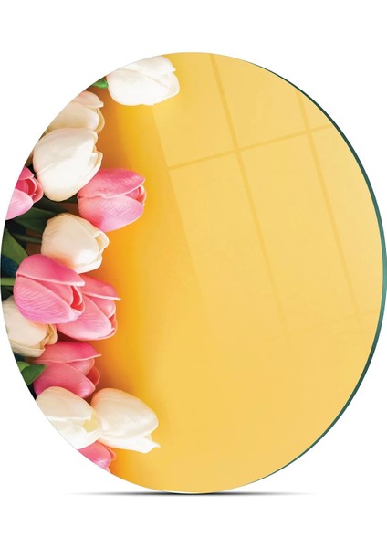 Cam Kesme Tahtası Yuvarlak Sarı Lale Desenli 30X30 cm indirimleri