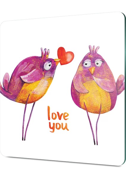 Cam Kesme Tahtası Kare Love You Bird Desenli 30X30 cm fırsatları