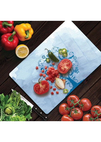 Cam Kesme Tahtası Hayat Ağacı Desenli 30X40 cm modelleri