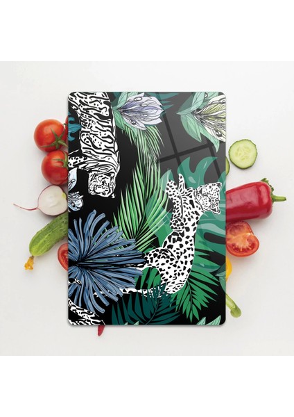 Cam Kesme Tahtası Vintage Leopar Desenli 20X30 cm modelleri