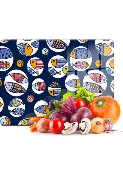 Cam Kesme Tahtası Marine Fish Buble 20X30 cm