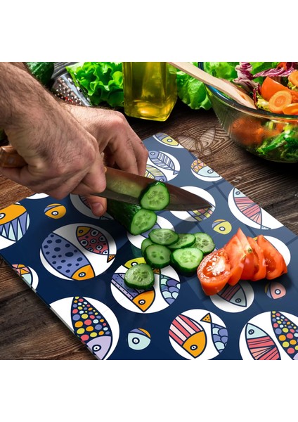 Cam Kesme Tahtası Marine Fish Buble 20X30 cm fırsatları