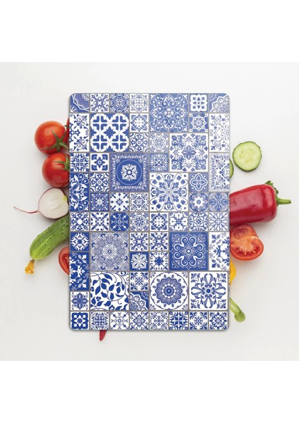 Cam Kesme Tahtası Mavi Çini Desenli 20X30 cm indirimleri