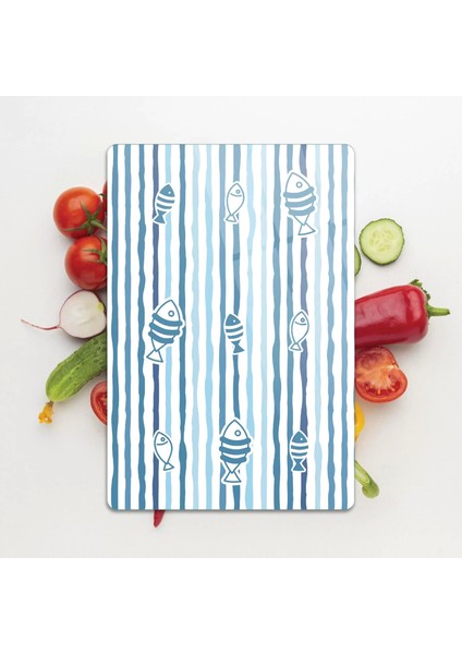 Cam Kesme Tahtası Marine Blue Fish Line 30X40 cm indirimleri