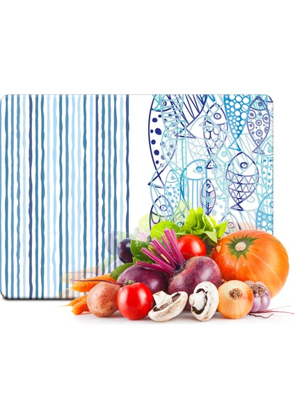 Cam Kesme Tahtası Marine Fish Waves 30X40 cm