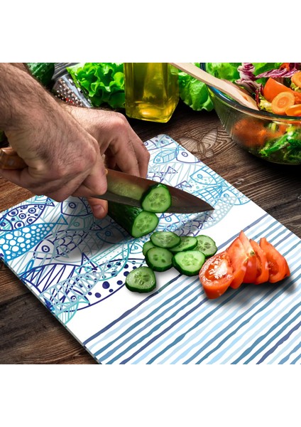 Cam Kesme Tahtası Marine Fish Waves 30X40 cm fırsatları