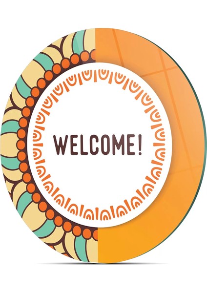 Cam Kesme Tahtası Yuvarlak Welcome Desenli 30X30 cm fırsatları
