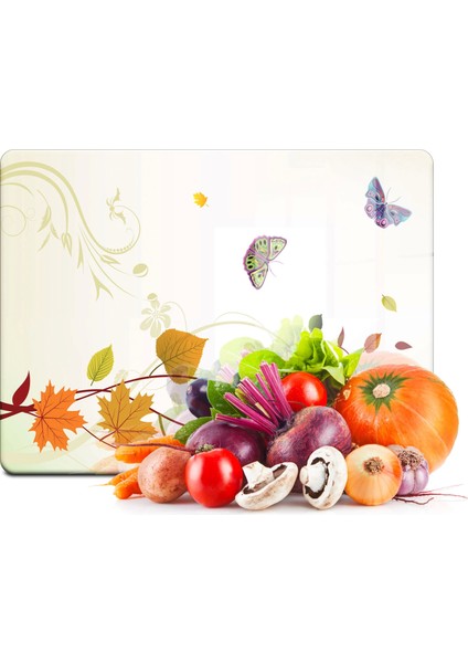Cam Kesme Tahtası Sarmaşık Kelebek Desenli 20X30 cm