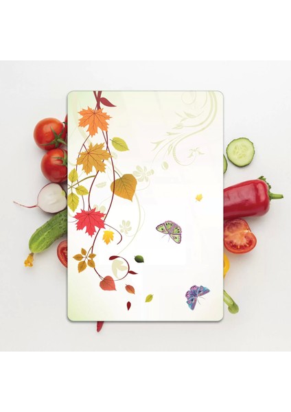 Cam Kesme Tahtası Sarmaşık Kelebek Desenli 20X30 cm modelleri