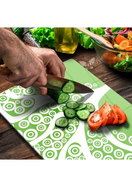 Cam Kesme Tahtası Retro Yeşil Ağaç Desenli 20X30 cm fırsatları