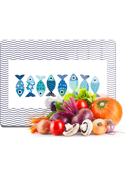 Cam Kesme Tahtası Marine Cute Fish 20X30 cm