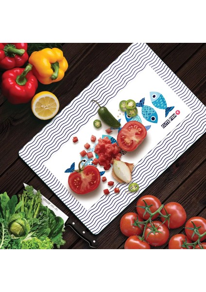 Cam Kesme Tahtası Marine Cute Fish 20X30 cm modelleri