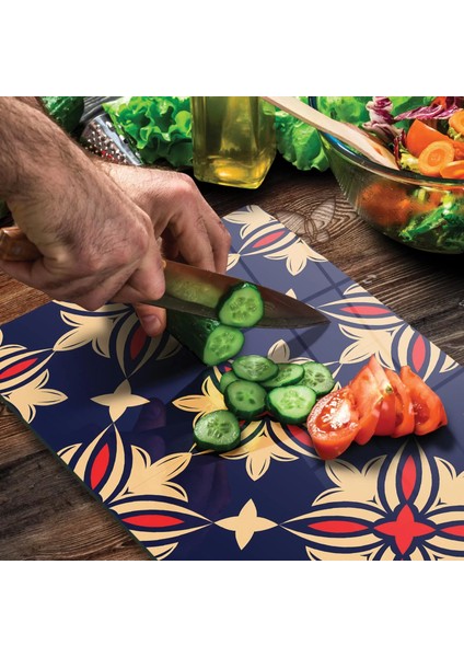 Cam Kesme Tahtası Lacivert Çini Desenli 30X40 cm fırsatları