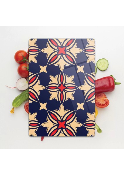 Cam Kesme Tahtası Lacivert Çini Desenli 30X40 cm indirimleri