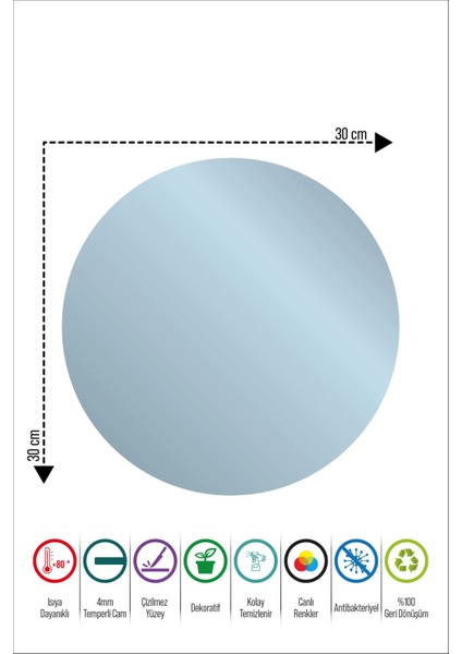 Cam Kesme Tahtası Yuvarlak Sarmaşık Motifi Desenli 30X30 cm indirimleri