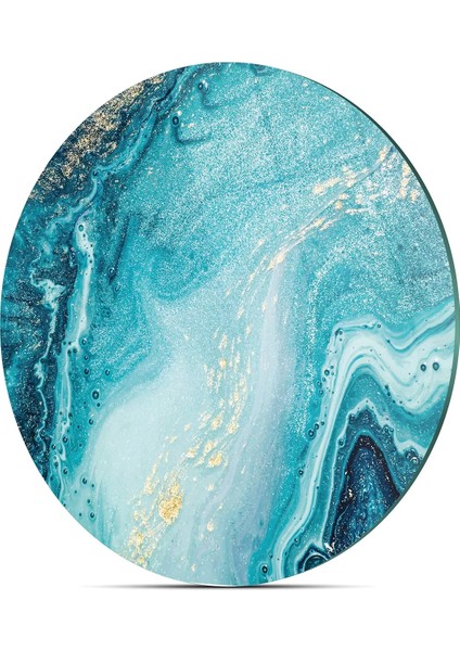 Cam Kesme Tahtası Yuvarlak Mavi Mermer Desenli 30X30 cm fırsatları