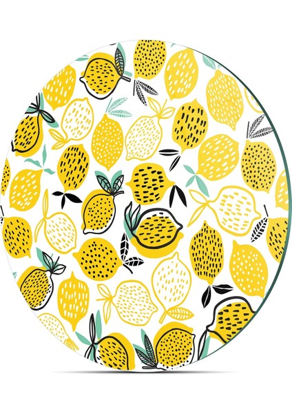 Cam Kesme Tahtası Yuvarlak Limon Desenli 30X30 cm indirimleri