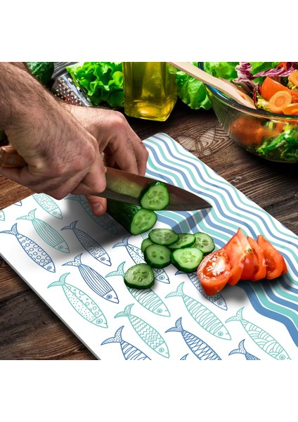 Cam Kesme Tahtası Marine Sardini Waves 20X30 cm fırsatları