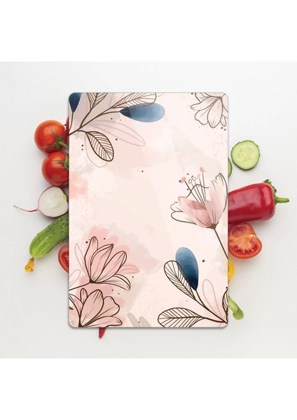 Cam Kesme Tahtası Suluboya Pembe Çiçek Desenli 30X40 cm fırsatları