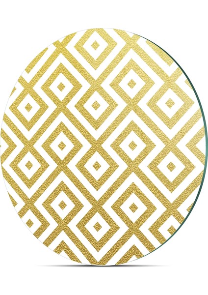 Cam Kesme Tahtası Yuvarlak Gold Kilim Desenli 30X30 cm fırsatları