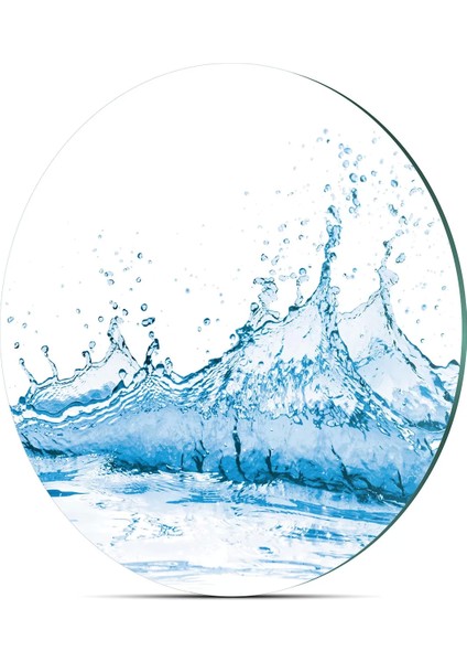 Cam Kesme Tahtası Yuvarlak Splash Desenli 30X30 cm