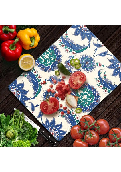 Cam Kesme Tahtası Sarmaşık Çini Desenli 20X30 cm modelleri