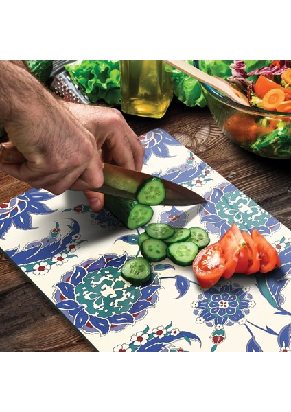 Cam Kesme Tahtası Sarmaşık Çini Desenli 20X30 cm fırsatları