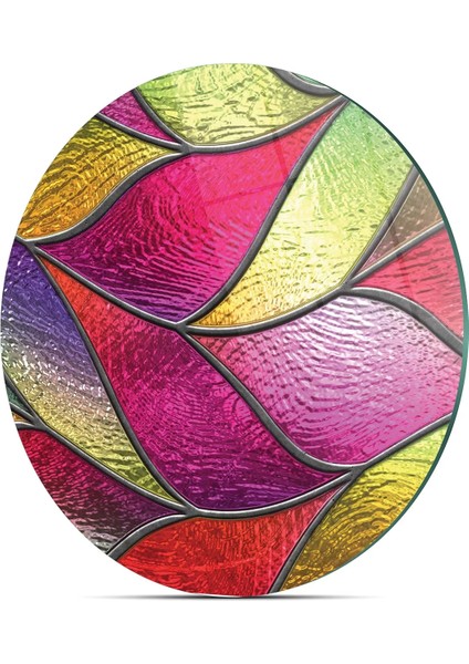 Cam Kesme Tahtası Yuvarlak Vitray Desenli 30X30 cm fırsatları