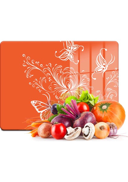 Cam Kesme Tahtası Turuncu Çizgi Desenli 20X30 cm