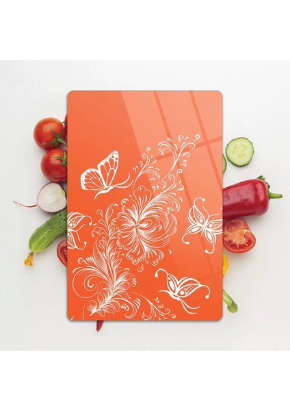 Cam Kesme Tahtası Turuncu Çizgi Desenli 20X30 cm fırsatları