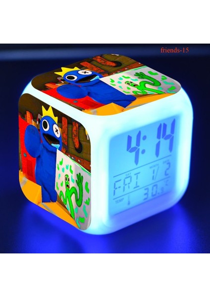 7 Renkli LED Kare Dijital Alarmlı Saat - Beyaz (Yurt Dışından)