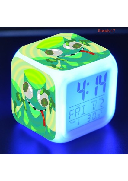 7 Renkli LED Kare Dijital Alarmlı Saat - Beyaz (Yurt Dışından)