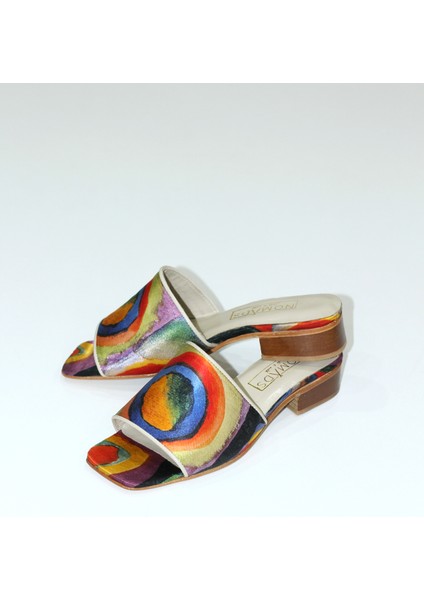 %100 Ipek-Hakiki Deri Önü Açık Kadın Terlik | Kandinsky Squares With Circles