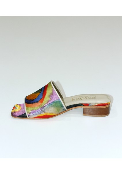 %100 Ipek-Hakiki Deri Önü Açık Kadın Terlik | Kandinsky Squares With Circles modelleri