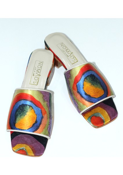 %100 Ipek-Hakiki Deri Önü Açık Kadın Terlik | Kandinsky Squares With Circles fırsatları