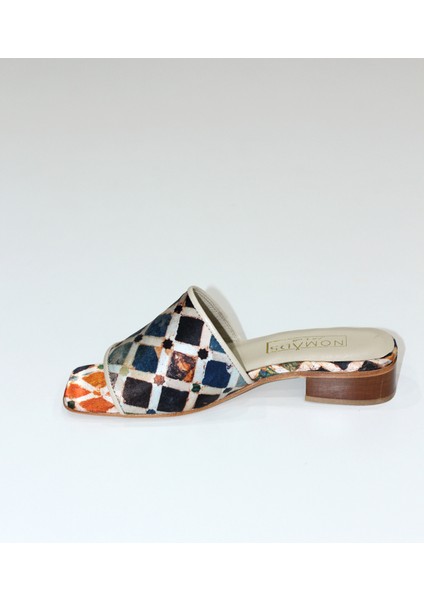 %100 Ipek-Hakiki Deri Kadın Terlik | Kösele Taban | Elhamra Desen fiyatları