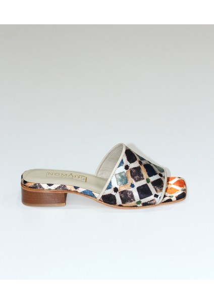 %100 Ipek-Hakiki Deri Kadın Terlik | Kösele Taban | Elhamra Desen modelleri