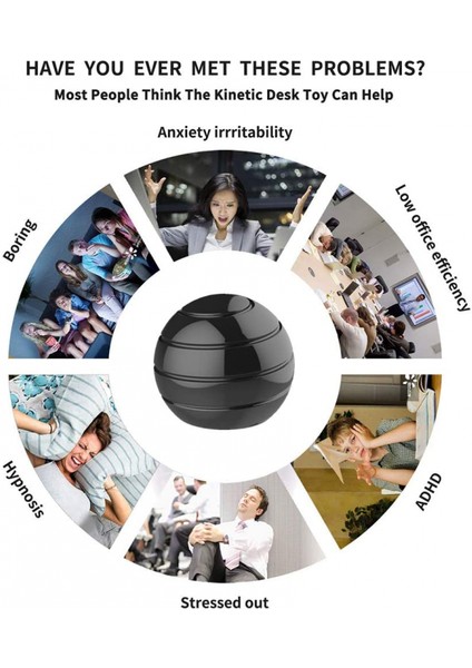 Kinetik Masa Oyuncakları, Tam Vücut Optik Illüzyon Dönen Top, Erkekler, Kadınlar, Çocuklar Için Hediyeler 1.5 "boyut Siyah (Yurt Dışından)