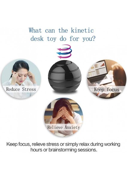 Kinetik Masa Oyuncakları, Tam Vücut Optik Illüzyon Dönen Top, Erkekler, Kadınlar, Çocuklar Için Hediyeler 1.5 "boyut Siyah (Yurt Dışından)