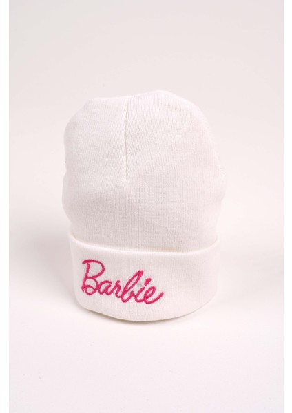 Barbie Nakış Işleme Unisex Beyaz Bere