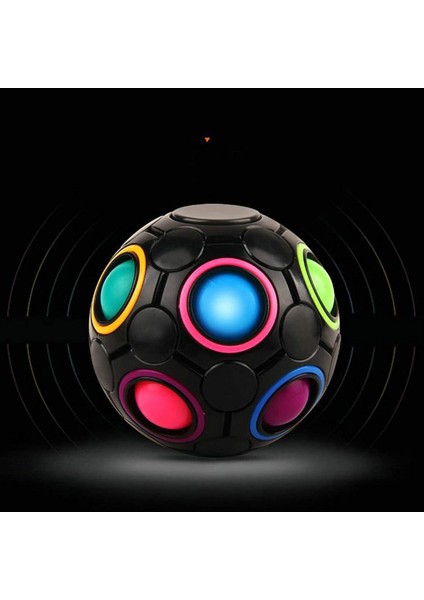 Dönen Stres Gökkuşağı Topu Infinity Rölyef Spinner Fidget Oyuncak Yetişkinler Çocuklar Için Eğitici Sihirli Küp Bulmaca Siyah (Yurt Dışından)