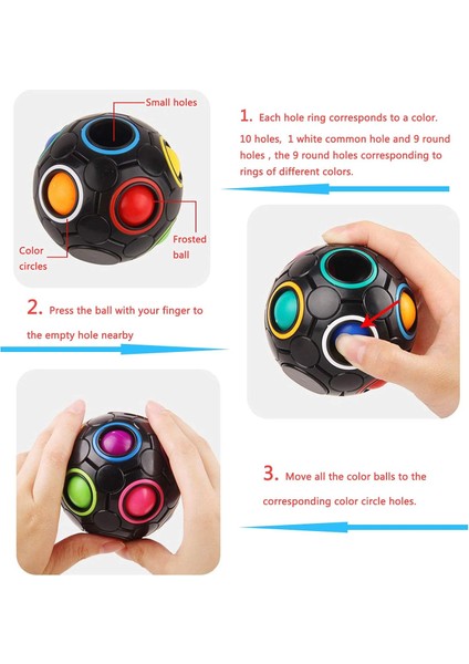 Dönen Stres Gökkuşağı Topu Infinity Rölyef Spinner Fidget Oyuncak Yetişkinler Çocuklar Için Eğitici Sihirli Küp Bulmaca Siyah (Yurt Dışından)