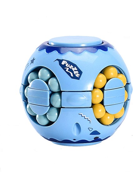 2 In1 Dönen Fidget Spinner Sihirli Fasulye Sonsuzluk Küp Stres Giderici Top Yetişkinler Çocuklar Unise - Çocuk Eğitici Bulmaca Küp Oyuncaklar Mavi (Yurt Dışından)