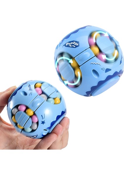 2 In1 Dönen Fidget Spinner Sihirli Fasulye Sonsuzluk Küp Stres Giderici Top Yetişkinler Çocuklar Unise - Çocuk Eğitici Bulmaca Küp Oyuncaklar Mavi (Yurt Dışından)