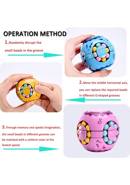 2 In1 Dönen Fidget Spinner Sihirli Fasulye Sonsuzluk Küp Stres Giderici Top Yetişkinler Çocuklar Unise - Çocuk Eğitici Bulmaca Küp Oyuncaklar Mavi (Yurt Dışından)