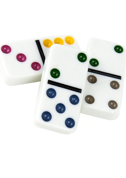 Renkli Noktalı Çift 6 Domino Seti Oyun Seti - Teneke Kutuda Beyaz Domino 28 Parça Set Oyuncak - Si- Dot Domino Maç ve Eğitici Oyun (Yurt Dışından)