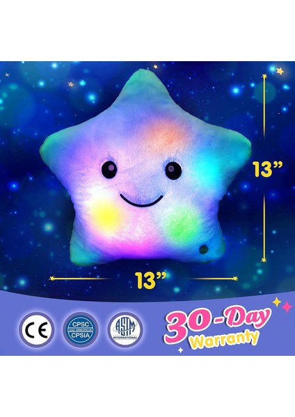 Yaratıcı Twinkle Yıldız Parlayan LED Gece Lambası Peluş Yastıklar Doldurulmuş Oyuncaklar Doğum Günü Sevgililer Hediyeleri Bebekler Kızlar Için Mavi (Yurt Dışından) fiyatları