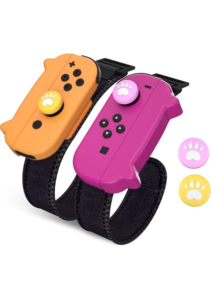Dans Oyunu Nintendo Anahtarı Bilek Bandı Kapak Joycon Kol Bandı Oyunu Bilezik Elastik Kayış Dans Bandı Mor Turuncu (Yurt Dışından)