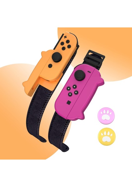Dans Oyunu Nintendo Anahtarı Bilek Bandı Kapak Joycon Kol Bandı Oyunu Bilezik Elastik Kayış Dans Bandı Mor Turuncu (Yurt Dışından)