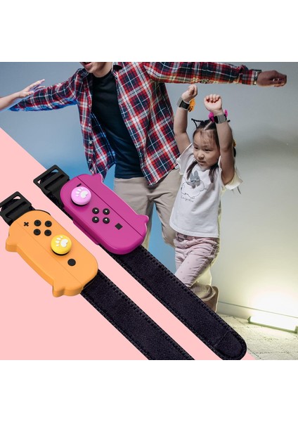 Dans Oyunu Nintendo Anahtarı Bilek Bandı Kapak Joycon Kol Bandı Oyunu Bilezik Elastik Kayış Dans Bandı Mor Turuncu (Yurt Dışından)